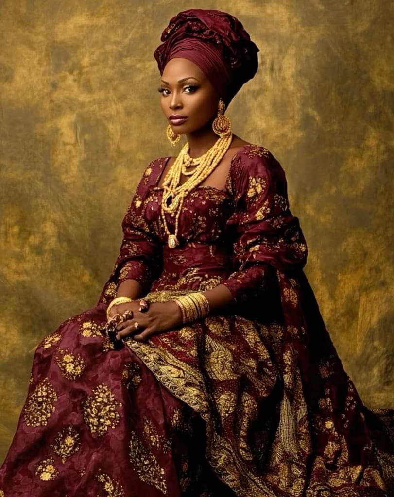 Reimagining the opulence of ancient African kingdoms through modern luxury fabrics.